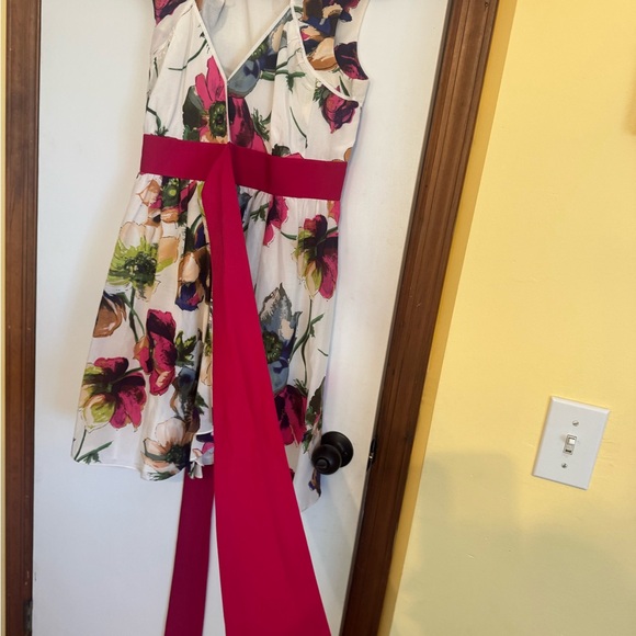 Ted Baker Floral Wrap Dress Cotton Empire Waist Size 4 - Picture 4 of 8